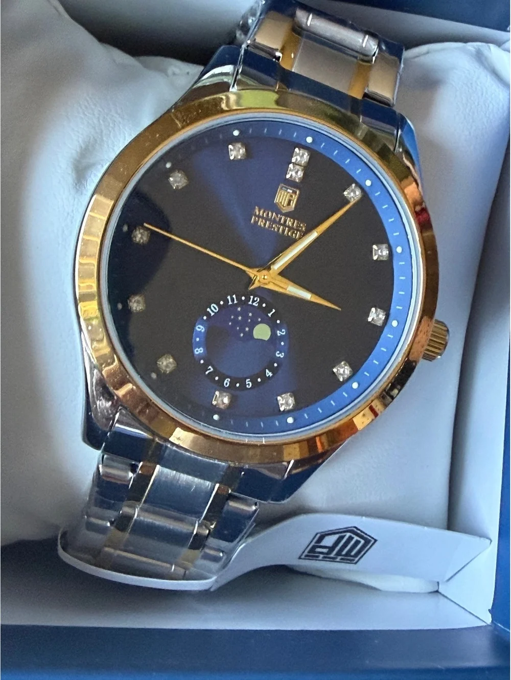$199.00 Montres Prestige by INVICTA 42mm Men’s Watch blue face-two tone band